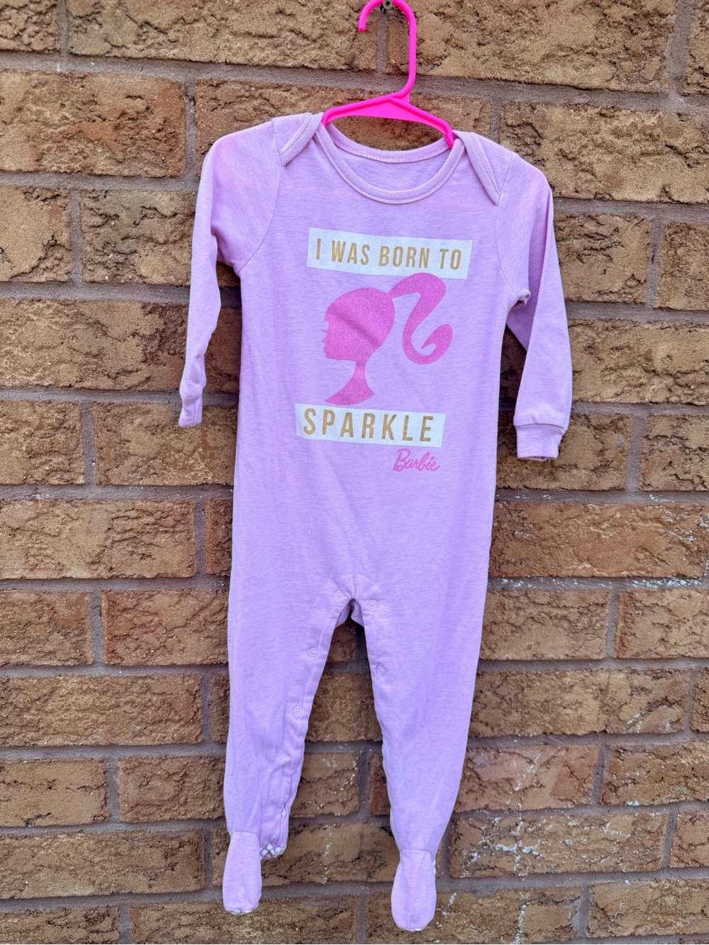 💫4/$25 • Novel Teez Designs Barbie “Born To Sparkle” Footed Sleeper